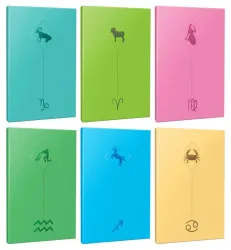 6lı Burç-Astroloji Temalı 13,5x19,5cm 64 Sayfa Çizgisiz Defter Seti -10