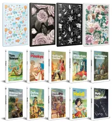 10 Dünya Çocuk Klasiği ve 4 Çiçekli Çizgili Defter -Set-4