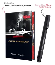 Kişiye Özel 2027 Atatürk Ciltli Ajanda ve Metal Roller Kalem