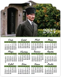 Kalpaklı 2027 Ahşap Atatürk Duvar Takvimi