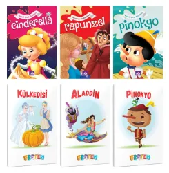3 Renkli Dünya Masalı ve 3 Masal Karakteri Temalı 64 Sayfa 13,5x19,5 Okul Defteri Seti 2