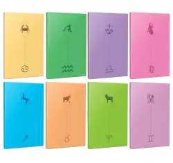 8li Burç-Astroloji Temalı 13,5x19,5cm 64 Sayfa Çizgisiz Defter Seti -10