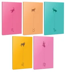 5li Burç-Astroloji Temalı 13,5x19,5cm 64 Sayfa Çizgisiz Defter Seti -10