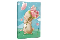 Çizgili Defter Tavşan Çiçekli
