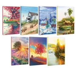 7li Manzara Temalı 13,5x19,5cm 64 Sayfa Çizgili Okul Defteri Seti -3