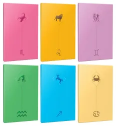6lı Burç-Astroloji Temalı 13,5x19,5cm 64 Sayfa Çizgisiz Defter Seti -8