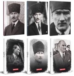 6lı Atatürk 64 Sayfa 13,5x19,5cm Defter ve 176 Sayfa Planlama Defteri Seti -2