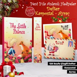 Kişiye Özel Kartpostallı Hediye Seti - 1 Küçük Prens 128 Sayfa Defter 1 Kartpostal 1 Ayraç