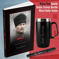 Kişiye Özel 2027 Komutan Ajanda - Kulplu Termos Bardak ve Metal Roller Kalem