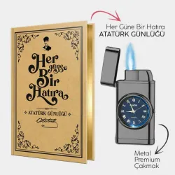 Atatürk Günlüğü ve Piano Black Saatli Çakmak