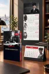 2027 Atatürk Ciltli Ajanda - Gazi Duvar Takvimi - Masa Takvimi
