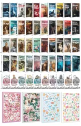 50 Dünya Klasiği ve Çiçekli Çizgili Defter Seti -2