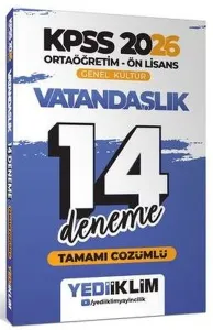 Yediiklim Yayınları 2026 KPSS Ortaöğretim Ön Lisans Genel Kültür Vatandaşlık Tamamı Çözümlü 14 Deneme