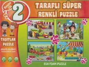 2 li Süper Renkli Taşıtlar Puzzle