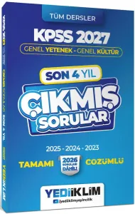 Yediiklim Yayınları 2027 KPSS Genel Yetenek Genel Kültür Son 4 Yıl Tamamı Çözümlü Çıkmış Sorular