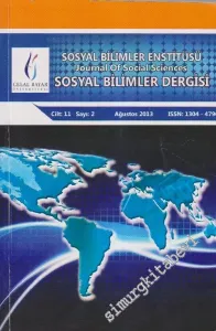 Celal Bayar Üniversitesi Sosyal Bilimler Enstitüsü Sosyal Bilimler  Dergisi - Journal Of Social Sciences - Sayı: 2  11    Ağustos