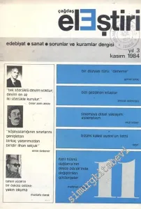 Çağdaş Eleştiri - Aylık Edebiyat Dergisi  - Sayı: 11    Yıl: 3  Kasım