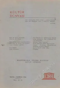 Kültür Dünyası  - Sayı: 24 - 25      Mayıs - Haziran