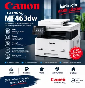Canon i-SENSYS MF463dw Wi-Fi + Tarayıcı + Fotokopi Çok Fonksiyonlu Mono Lazer