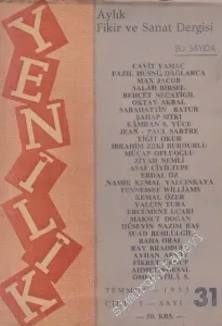 Yenilik Aylık Fikir ve Sanat Dergisi - Sayı: 31  Cilt : 5    Temmuz 1955