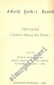 ARAPÇA: Akaid Şerh - i Kesteli -