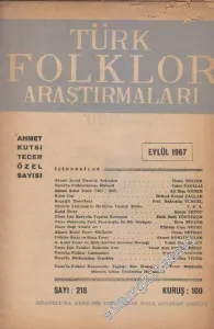 Türk Folklor Araştırmaları Dergisi - Sayı: 218      Eylül