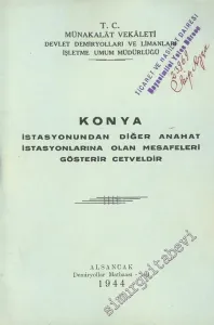 Konya İstasyonundan Diğer Anahat İstasyonlarına Olan Mesafeleri Gösterir Cetveldir -
