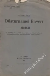 Düstûrnâme-i Enverî: Paris'te Milli Kütüphane'de bulunan yegane nüshadan Mükrimin Halil Bey tarafından istinsah ve neşredilen bu eser mumaileyhin bir mukaddemesini ihtiva eder -