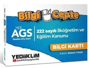 Yediiklim Yayınları MEB-AGS 222 Sayılı İlköğretim ve Eğitim Kanunu Bilgi Cepte Bilgi Kartı