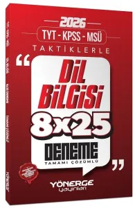Yönerge Yayınları 2026 TYT KPSS MSÜ Taktiklerle Dil Bilgisi 8x25 Deneme Çözümlü