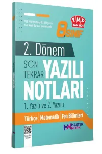 MasterWork Yayınları 8. Sınıf 2. Dönem 1. ve 2. Yazılı Notları Son Tekrar