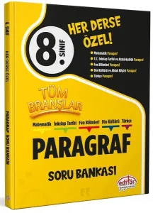Editör Yayınları 8. Sınıf Tüm Branşlar Paragraf Soru Bankası