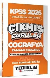 Yediiklim Yayınları 2026 KPSS Ortaöğretim Önlisans Coğrafya Konularına Göre Çıkmış Sorular