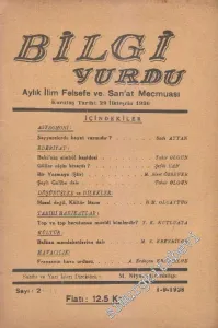 Bilgi Yurdu Aylık İlim, Felsefe ve San'at Mecmuası - Sayı: 2      Eylül