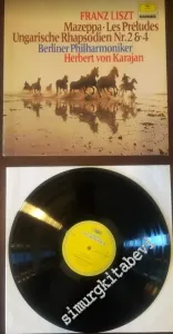 33 LP PLAK VINYL: Franz Liszt - Herbert Von Karajan, Berlin Philharmonic Orchestra - Mazeppa, Les Préludes, Hungarian Rhapsodies No. 2 & 4 -