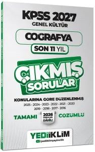 Yediiklim Yayınları 2027 KPSS Genel Kültür Coğrafya Konularına Göre Tamamı Çözümlü Son 11 Yıl Çıkmış Sorular