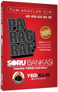 Yediiklim Yayınları AGS KPSS ALES DGS YKS Tüm Adaylar İçin Paragraf Tamamı Video Çözümlü Soru Bankası