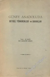 Güney Anadolu'da Beydili Türkmenleri ve Baraklar -        1962
