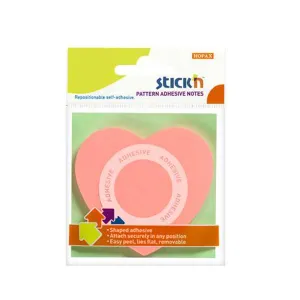 Hopax Stıckn Yapışkanlı Not Kağıdı Kalp Şekilli 50 YP 70x70 Açık Pembe