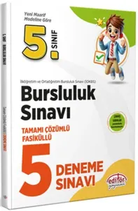 Editör Yayınları 5. Sınıf Bursluluk Sınavı Tamamı Çözümlü 5 Deneme