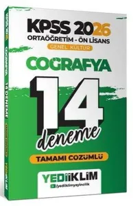 Yediiklim Yayınları 2026 KPSS Ortaöğretim Ön Lisans Genel Kültür Coğrafya Tamamı Çözümlü 14 Deneme