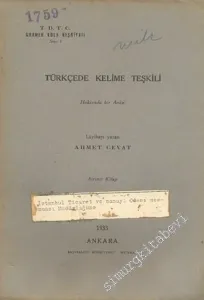 Türkçede Kelime Teşkili Hakkında Bir Anket 1 - 2 -        1933