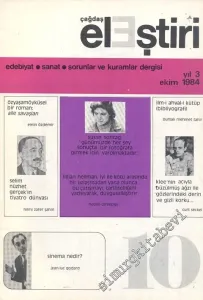 Çağdaş Eleştiri - Aylık Edebiyat Dergisi  - Sayı: 10    Yıl: 3  Ekim