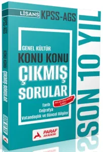 Paraf Akademi KPSS AGS Genel Kültür Konu Konu Çıkmış Sorular Son 10 Yıl