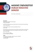Akdeniz Üniversitesi Hukuk Fakültesi Dergisi Cilt:2 – Sayı:2 Aralık 2012 1
