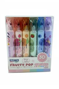 GIPTA FOSFORLU KALEM MARKÖR- FRUITY POP KOKULU 6LI SET