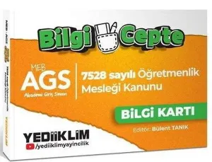 Yediiklim Yayınları MEB-AGS 7528 Sayılı Öğretmenlik Meslek Kanunu Bilgi Cepte Bilgi Kartı