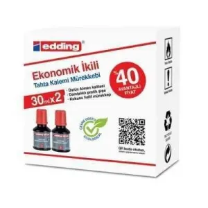 Edding Beyaz Tahta Mürekkebi 30ml 2li Kırmızı KAMPANYA