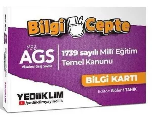 Yediiklim Yayınları MEB-AGS 1739 Sayılı Milli Eğitim Temel Kanunu Bilgi Cepte Bilgi Kartı