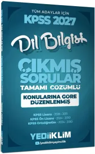 Yediiklim Yayınları 2027 KPSS Tüm Adaylar İçin Dil Bilgisi Tamamı Çözümlü Çıkmış Sorular Konularına Göre Düzenlenmiş